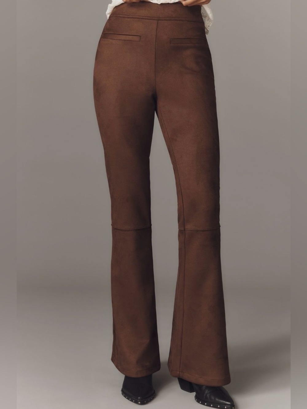 Anthropologie Brown Faux-Suede Flare Pants XL NWT